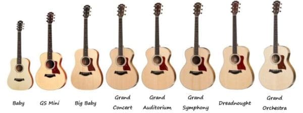 Taylor Acoustic Guitars Body Sizes