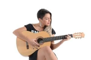 Guitar practise women singing