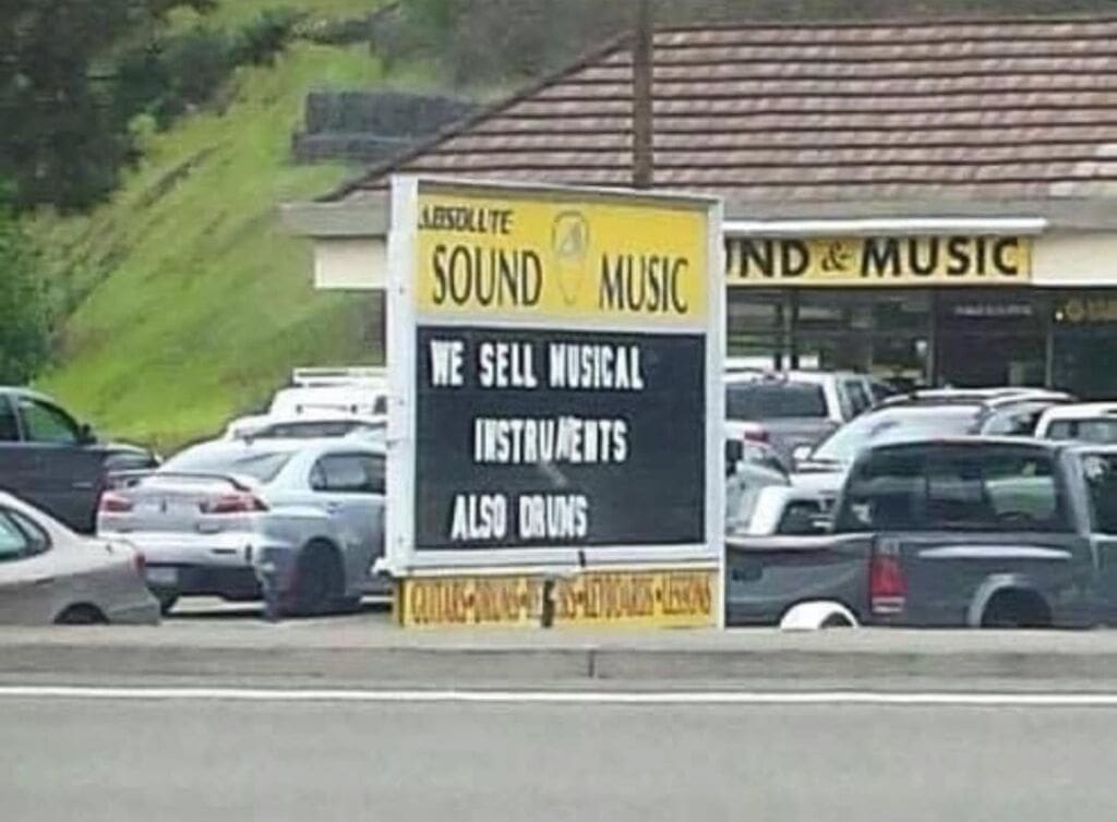Guitar humour - We sell musical instruments and drums